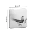 Square 304 stainless steel adhesive wall hook with 4.5cm brushed metal backplate - Square Elephant Hook [Brushed Silver]