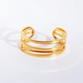 Poliertes goldplattiertes breites mehrlagiges geometrisches offenes Armband für Damen - Gold