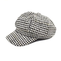 Cappello ottagonale retrò da donna con motivo pied-de-poule e filo d'oro stile giapponese - M(56-58cm) / Bianco
