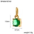 Handmade gold stainless steel pendant with round emerald zircon and size details - Green Zircon Pendant