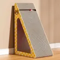 Extra large triangle cardboard cat scratcher in yellow plaid bear design 57cm tall - 23.5*36*57cm / Locke Yellow - Extra Large