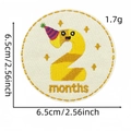 Detail eines gestickten Meilenstein-Aufnähers Nummer 2 für Babybekleidung - 2 Monate (2#)