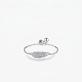 Eleganter S925 Sterlingsilber Federring mit Zirkonia und verstellbarer Kettenstruktur - Einstellbar Offen / Silber