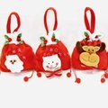 Three Christmas drawstring gift bags featuring Santa, Snowman, and Reindeer designs - Brushed Fabric Handbag Drawstring (Mixed Random)