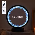 Celestite crystal cluster night light with black circular stand and USB wired control - Celestite (black Frame Three Colors) / Brown Kraft Paper Box Packaging (17*10.5*20.5cm)