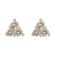Elegant gold clover stud earrings with sparkling round cubic zirconia in a triangle set - Gold Triangle