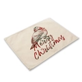Christmas place mat featuring red bird and festive Merry Christmas plaid text design - Beige Red Bird Script