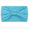 Blue elastic yoga headband with central knot design in soft stretch fabric material - Lake Blue