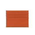 Orange lychee pattern genuine leather card holder with multi-slot functional design - Orange