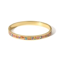 Golden 18k stainless steel bangle with colorful geometric enamel patterns and clasp - Modern Art Color Block(TB7032-3)