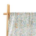 Cotton muslin baby swaddle blanket with yellow flowers and bees on a wooden hanger - Flowers & Bees (S140)