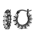U-shaped black plated hoop earrings with micro-pave white zircon crystals - Black & Gold
