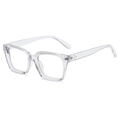 Square transparent blue light blocking glasses with stylish gold rivet temple details - Transparent White Frame