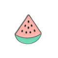 Cartoon watermelon slice enamel brooch in pink and green metal finish for women - Watermelon Slice Pink Green