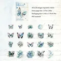 PET butterfly dream blue sticker pack with 40pcs vintage watercolor laser gold designs - Butterfly Dream Blue