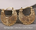 Elegant gold hollow flower hoop earrings with intricate floral cutouts and horseshoe shape - Gold Hollow Five-Petal Flower