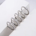 Adjustable silver letter rings with micro-paved zircons E J Q M V initial jewelry - Letter A / White Gold