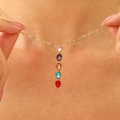 Colorful gemstone drop pendant necklace in gold finish with five vibrant tear-shaped stones - Five Color Teardrop Gem Style (1193)