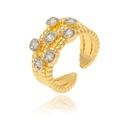 Exquisite 18K gold plated open ring for women with sparkling cubic zirconia stones - Adjustable Open / Textured Double Row Diamond Style (CXJ-1422)