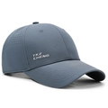 Gray-blue breathable mesh baseball cap with TKZ CHENG logo and laser-cut side vents - Adjustable / Dark Gray