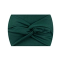 Elastic wide yoga headband with central knot design in deep dark green color - Dark Green