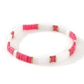 Detail des Boho-Tila-Perlenarmbands mit Emaille-Fliesen in Weiß, Rosé und Gold - Rosérosa/Weiß/Gold