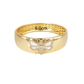 Gouden open armband met diamanten bijenmotief en een binnendiameter van 6,0 cm - Bangle / Binnendiameter 6,0 cm