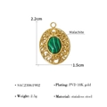 Pendaglio in acciaio inossidabile placcato oro 18K con inserto in malachite verde - Acciaio Inossidabile/Malachite / SAC23061902-Malachite Ovale Cavo