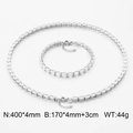 Set collana e bracciale tennis in acciaio inossidabile argento con zirconi - Bracciale (17+3cm) / Color Acciaio
