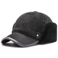 Gorro de aviador de invierno para hombre en ante sintético con orejeras y piel suave - Gamuza Borde Plegado Gorra de Béisbol de Algodón
