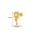 Goldener Schlüssel-Ohrstecker mit Zirkonia-Inlay und Maßen von 1,12 cm Höhe - 8# Kronenschlüssel Form - Gold