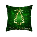 Dark green Christmas pillowcase with gold tree design and Merry Christmas text - Gold Edged Tree - Dark Green
