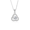 Collier trèfle en argent S925 avec zircon central mobile sur fond blanc élégant - Argent 925 / Zirconia Pierre Blanche Argent
