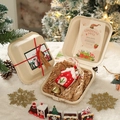 Handmade felt house Christmas tree ornament with bell in a gift box with a card - Style 1 (Boxed Red House)