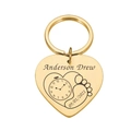 Llavero de corazón dorado personalizado con huellas de bebé y fecha de nacimiento - Dorado