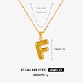 Collana con ciondolo lettera F in acciaio inossidabile dorato con design a bolla - Lettera F