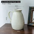Beigefarbene Keramikvase mit Eiskrakelur-Glasur und zwei Griffen für Trockenblumen - Cremeweiße Craquelé-Vase mit großem Bauch