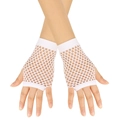 Kurze weiße Netzhandschuhe ohne Finger aus elastischem Mesh für Tanzaufführungen - Einheitsgröße / Weiß (6501)