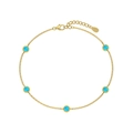 Golden S925 sterling silver bracelet with five round blue opal stones and adjustable chain - Opal Thin Chain Style (DY150324) / Gold Blue
