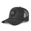 Casquette de baseball noire avec badge métallique G argenté et texture jacquard élégante - L (58-60cm) / Noir