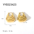 Boucles d'oreilles vintage cœur en or 18K avec design goutte d'eau texturé chic - Style Goutte Épaisse à Texture Horizontale (YYE023423) / Or