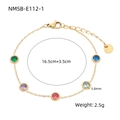 Bracciale in acciaio inossidabile dorato con cinque ciondoli in cristallo colorato - Oro Zirconia Multicolore