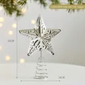 Elegant 20cm silver hollow star Christmas tree topper with ornate metalwork patterns - 14cm (Height 20cm) / Silver