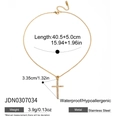 Specifiche dettagliate di dimensioni e materiali per collana a croce oro 18K - Stile Pendente a Croce in Zircone (JDN0307034)
