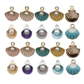 Assorted colorful enamel shell pendants with pearls for DIY jewelry making sets - 20Pcs Enamel Ocean Shell Set