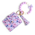 Portacarte viola con stampa a farfalla, bracciale in silicone e nappa coordinata - 3 Viola Chiaro