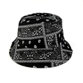 Bob classique noir avec motifs paisley blancs dans un style streetwear très tendance - M (56-58cm) / Noir