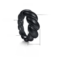 Detailed dimensions of black twisted croissant ring in stainless steel with 10mm width - US 7 / Black