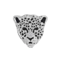 Spilla vintage a testa di tigre in argento con strass di cristallo su fondo bianco - Testa di Leopardo Argento XD11257-1