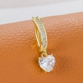 Golden heart-shaped zircon belly button ring with micro-paved crystal accents - Single Heart 7.0 (Gold White)